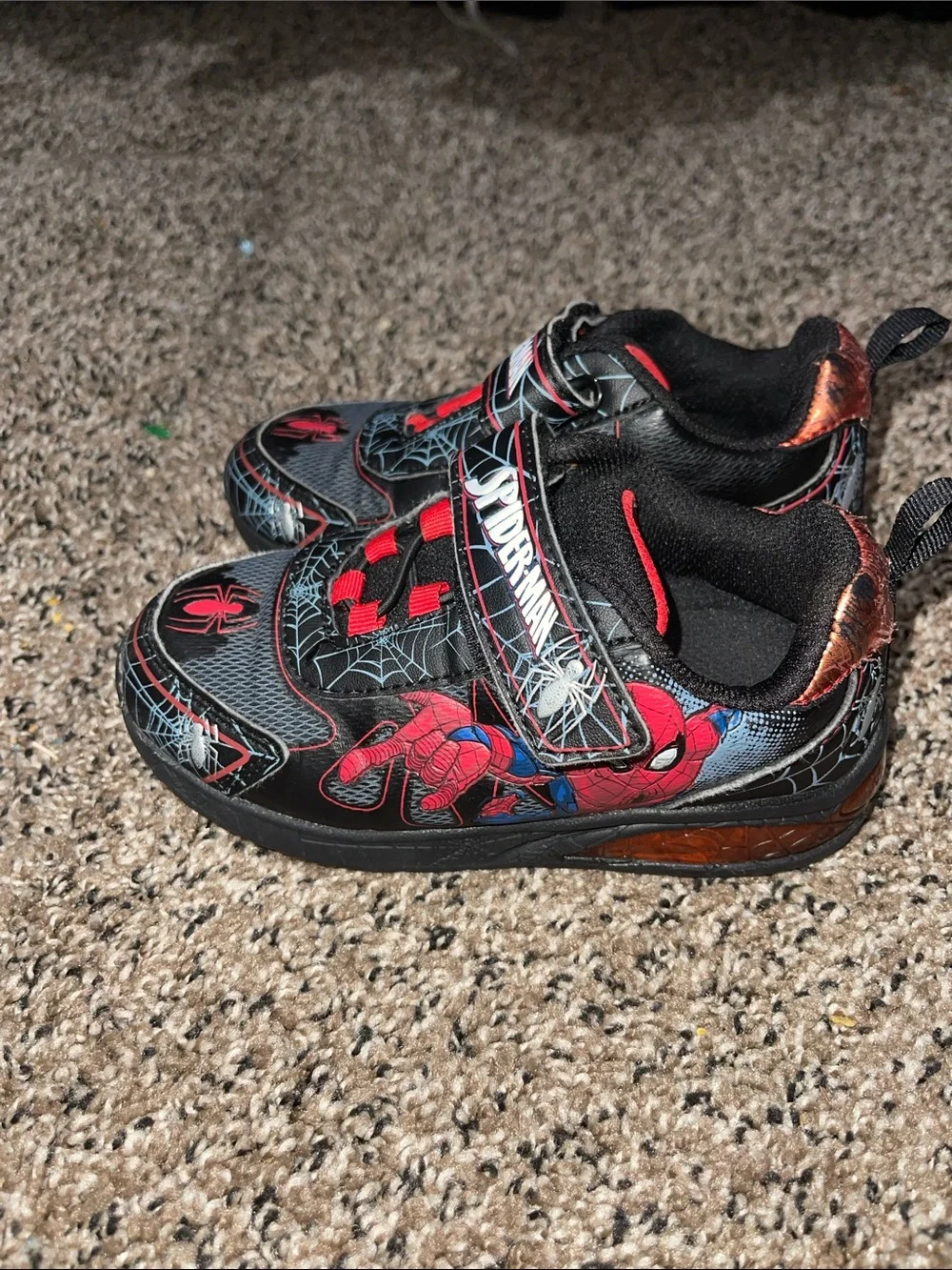 Spiderman Kids Black and Red Velcro Sneakers